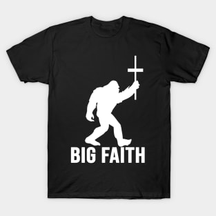 Vintage Big Faith Bigfoot With Cross Funny Christians Gift T-Shirt